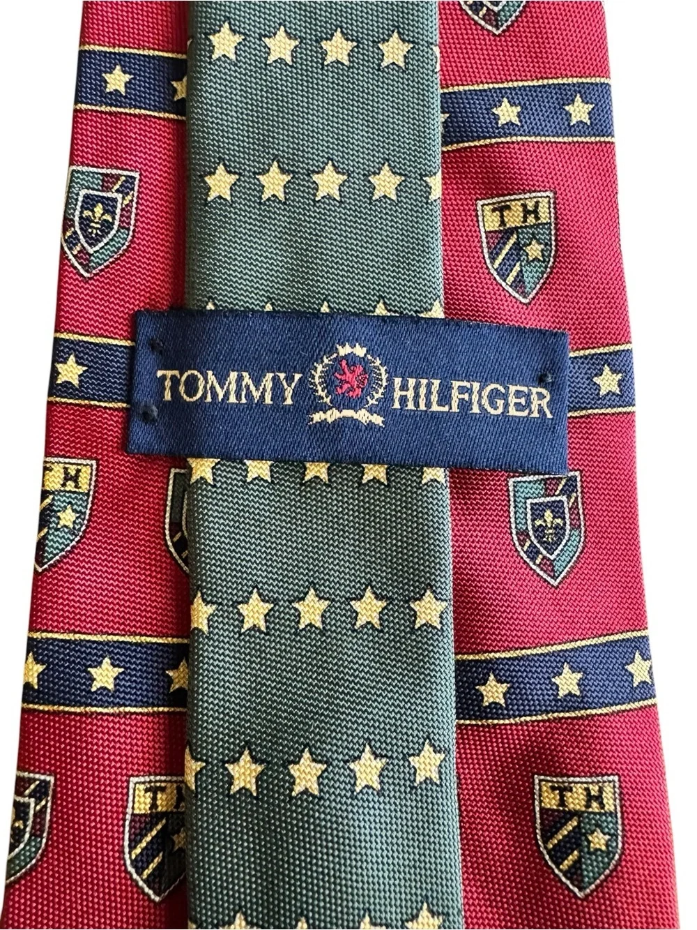 Vintage Tommy Hilfiger Crest Star Patterned Tie, 100% Italian Silk